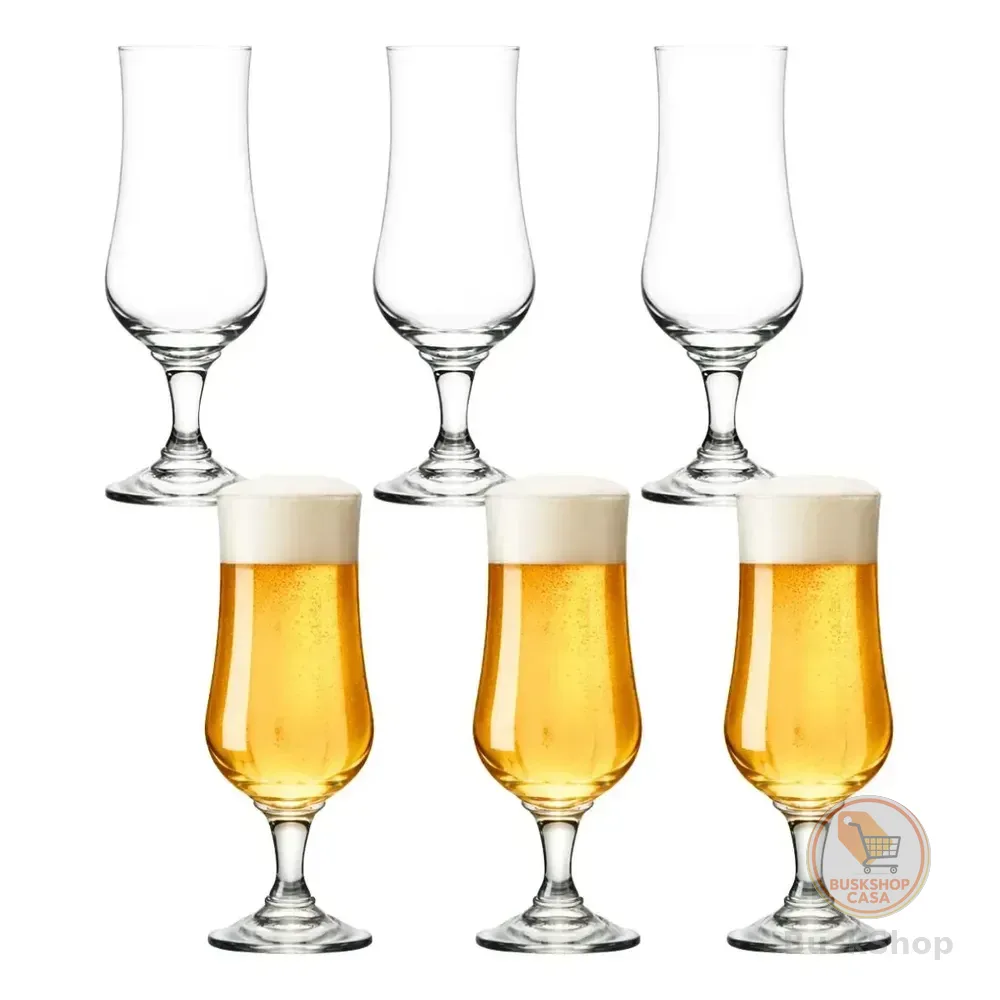 Jogo 6 Taças Vidro Cristal Cerveja Coquetel Pasabahçe Tulipa 385ml Drinks