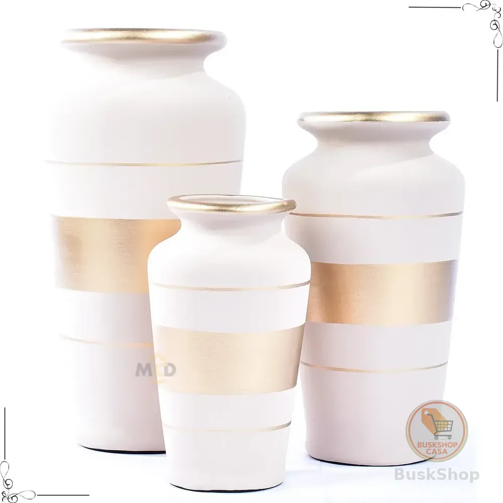 Vaso Grande Decorativo Enfeite Rack Sala Trio De Vasos Luxo Cor Nude Faixa