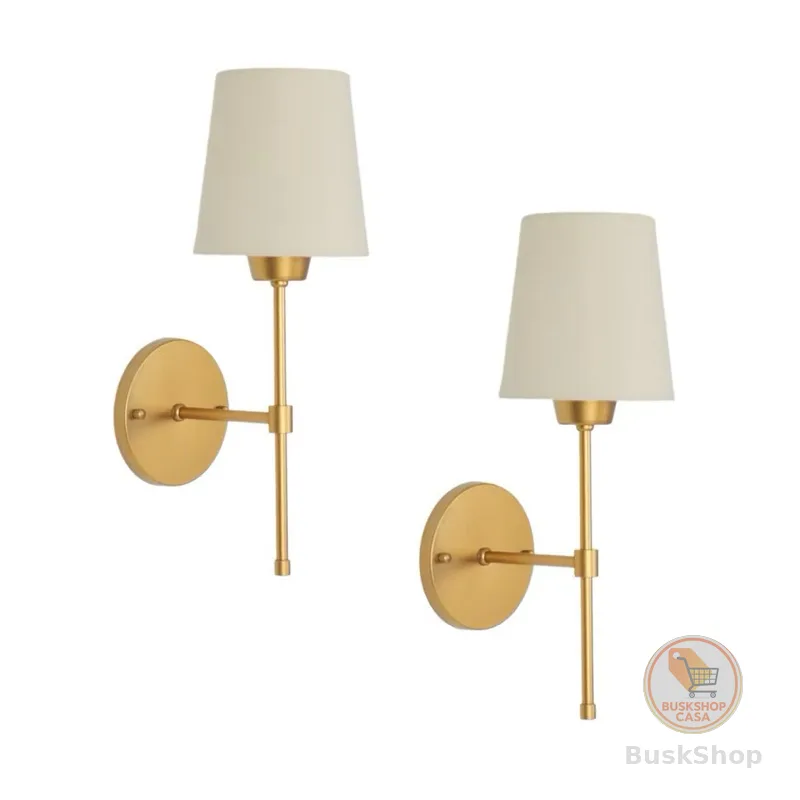 KIT 2 Arandelas Tocheiro Dourada C/ Cúpula - Envio Rápido Brasil