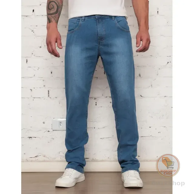 Calça Jeans Masculina Tradicional Corte Reto
