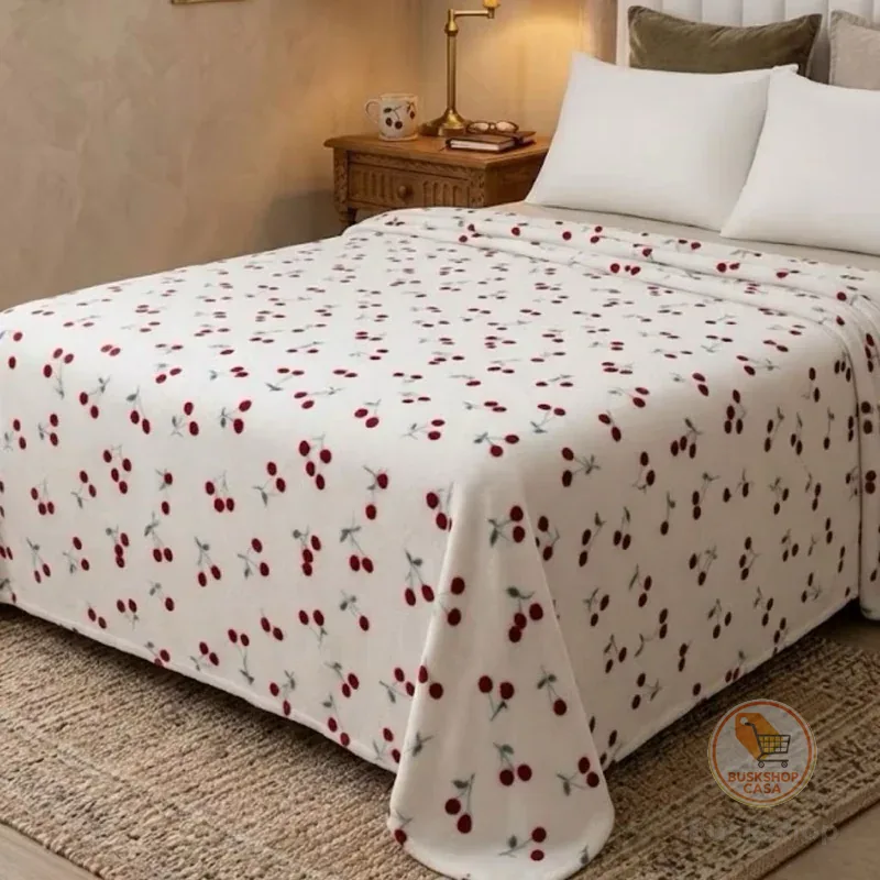 Manta Luxo Cereja 🍒 Ultra Macia | Cobertor Premium Elegante Quente e Confortável, 2.20x2.40m Queen