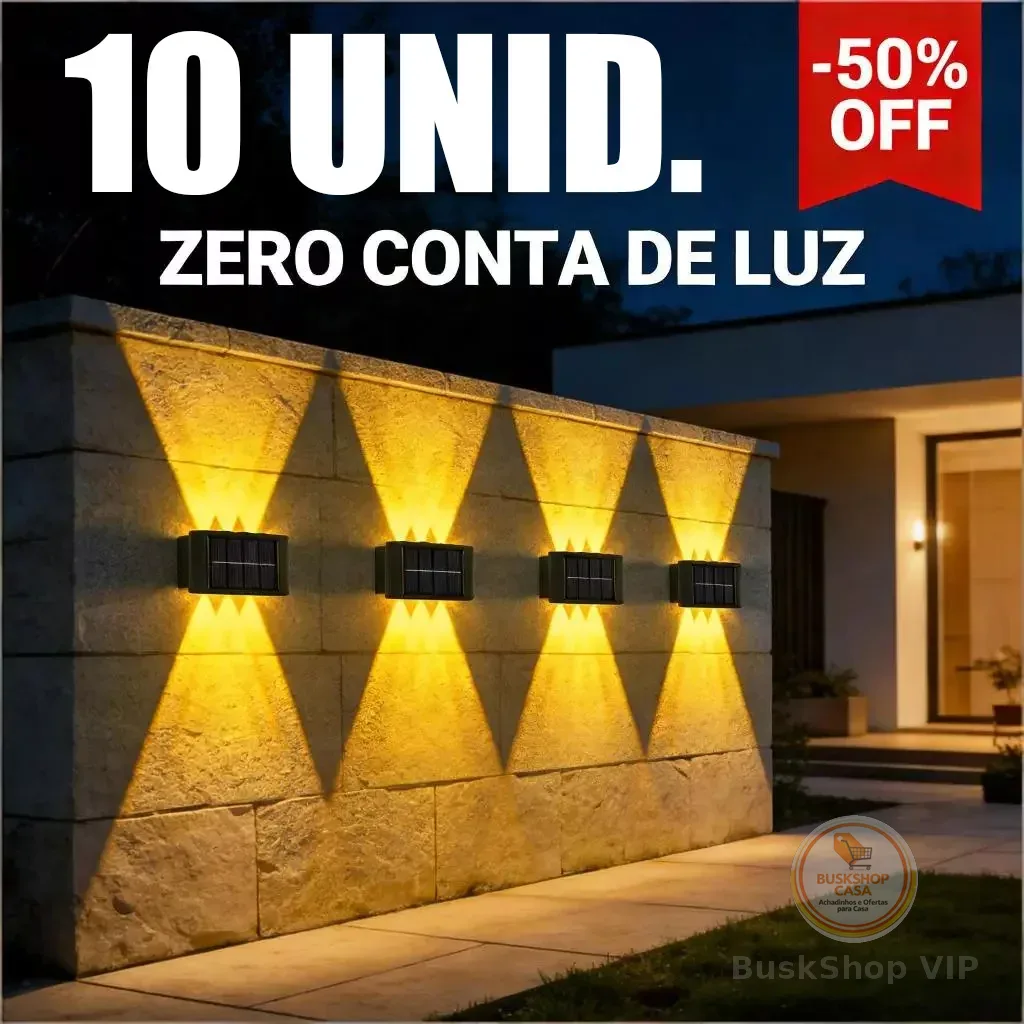 Até 10 Arandela Solar com Sensor de Luz para Externo - Liga/Desliga Auto, Luz Quente, À Prova d'Água