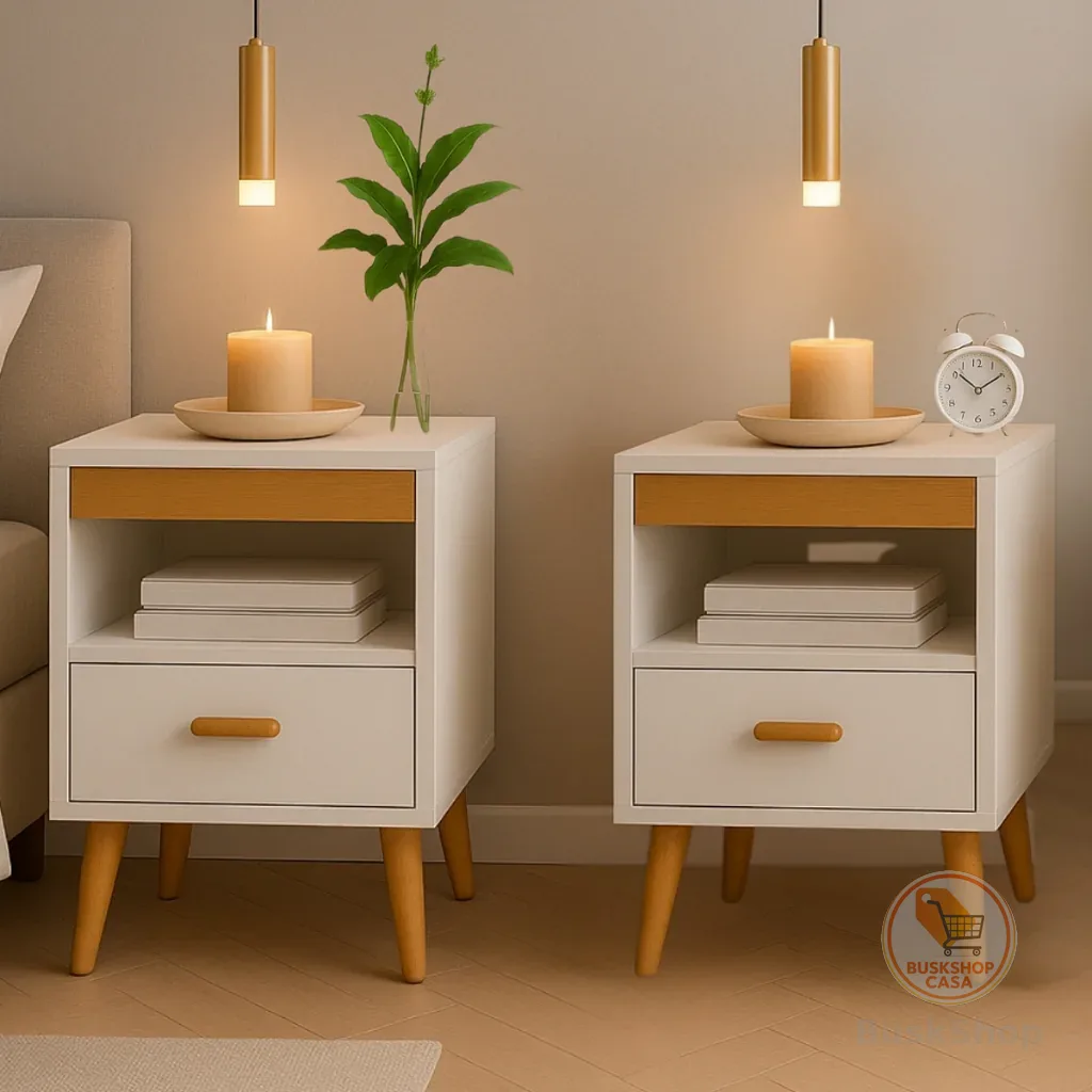 Kit 2 Mesa De Cabeceira Para Quarto Retrô Com Gaveta E Com Pés Criado Mudo Mesinha de Canto de Cama