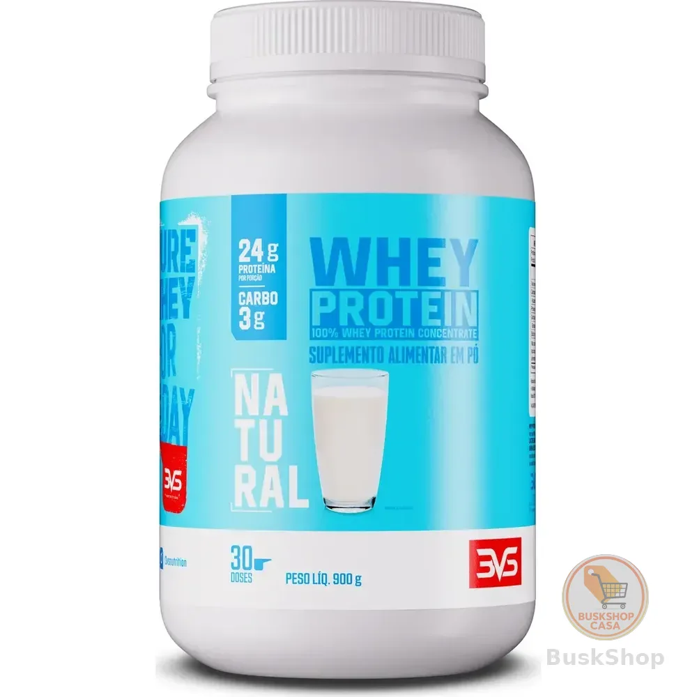 100% Whey Protein Concentrado 900g Sabor Natural - Proteína 100% Pura - 3vs Nutrition