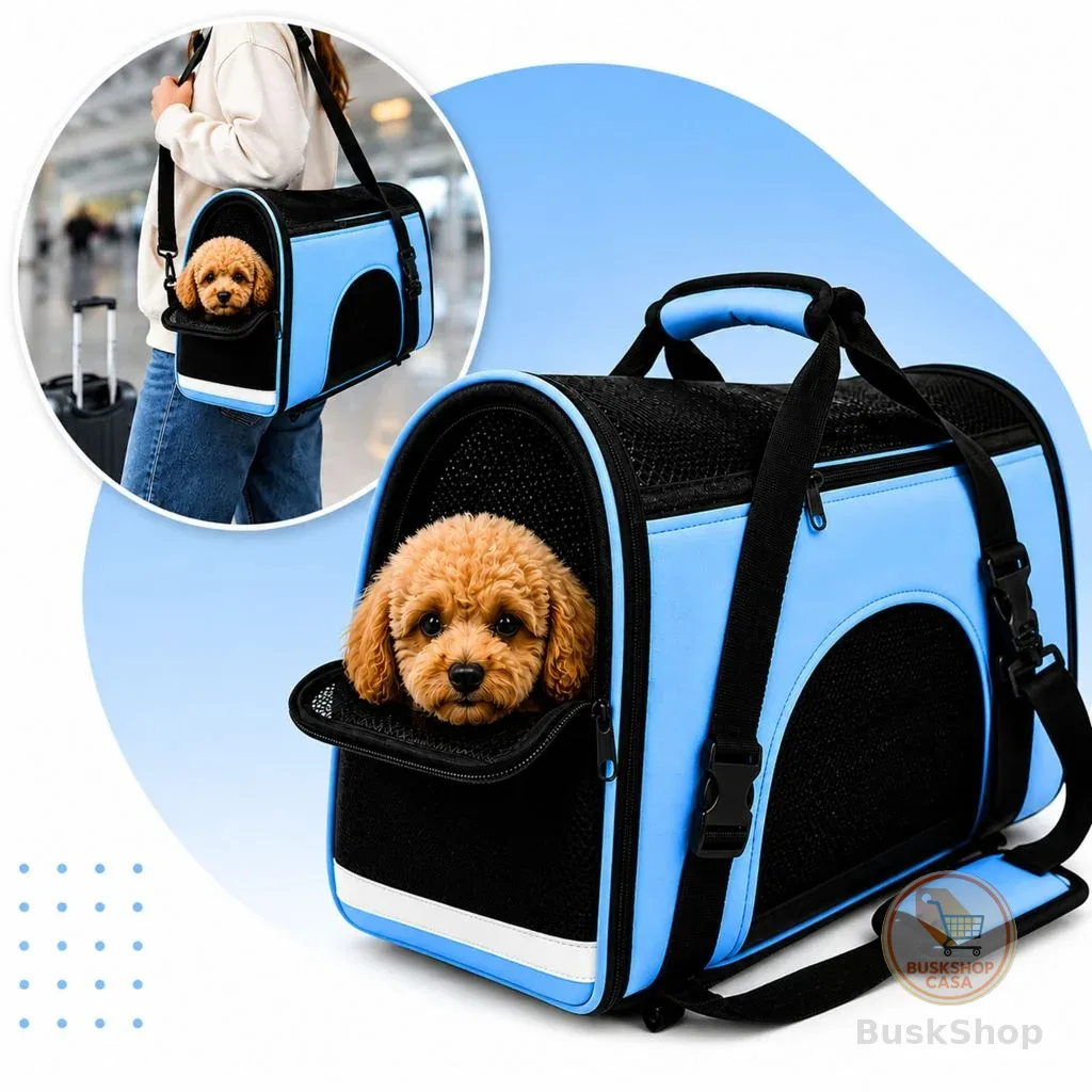 Bolsa Pet De Transporte De Avião Cachorro Gato - Azul