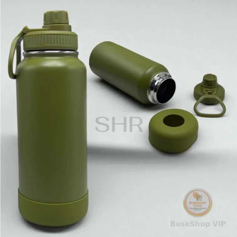 Garrafa Inox Térmica Com Capinha Protetora De Silicone Antiderrapante 1000ML