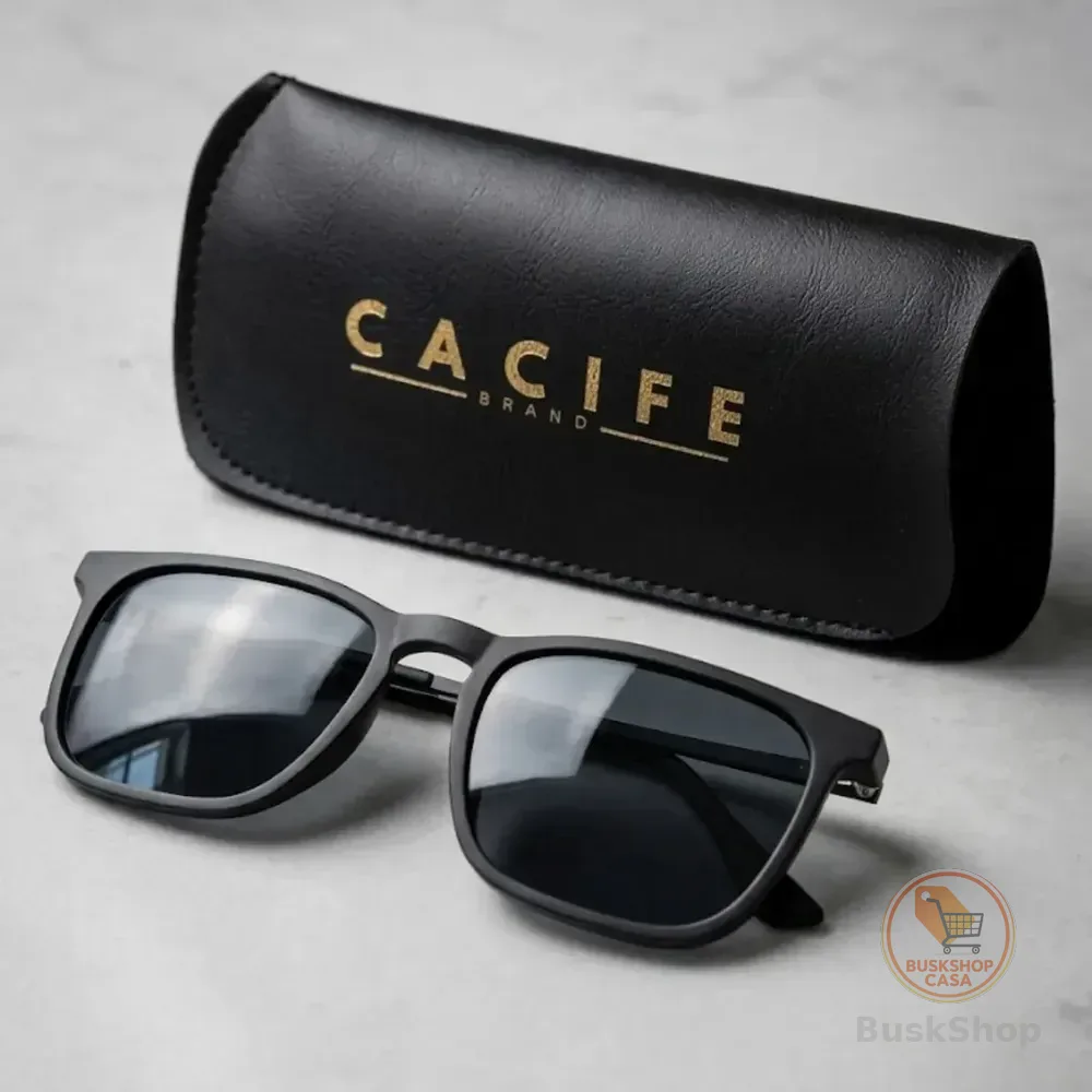 Óculos De Sol Quadrado Preto Proteção Uv400 C/ Case + Preto