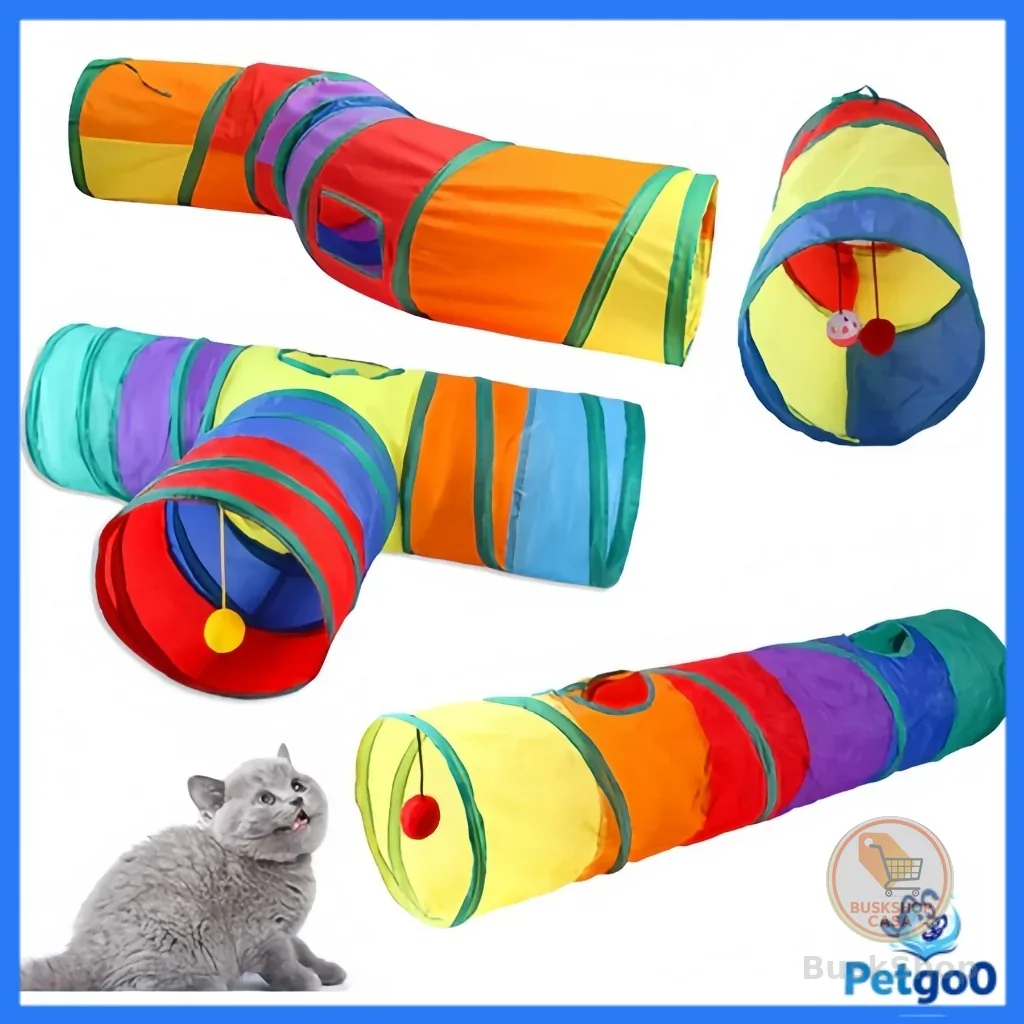 Túnel Interativo para Gatos e Cães: Labirinto Colorido, Dobrável, Fácil de Armazenar e Lavável