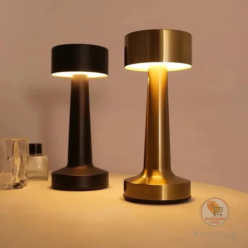 Iluminária de mesa metal dourado Candeeiro Abajur Touch Recarregável Sem Fio Led