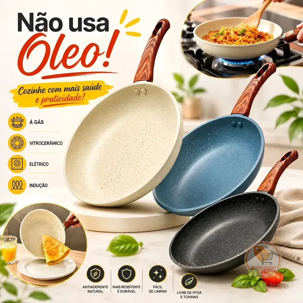 Frigideira Ceramica Antiaderente Fogão Cooktop Indução E Gás Creme