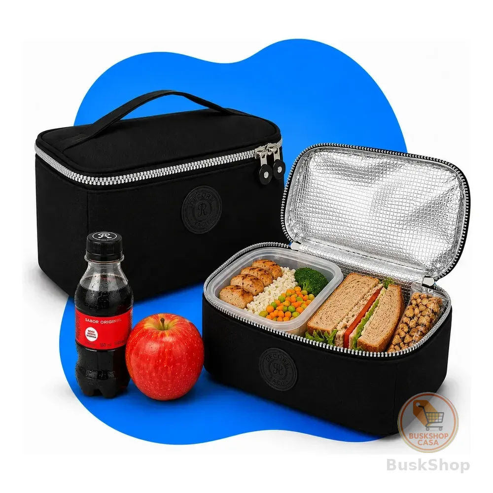 Bolsa Térmica Marmita Dieta Fitness Laminada 2,2l Alça Mão Preto
