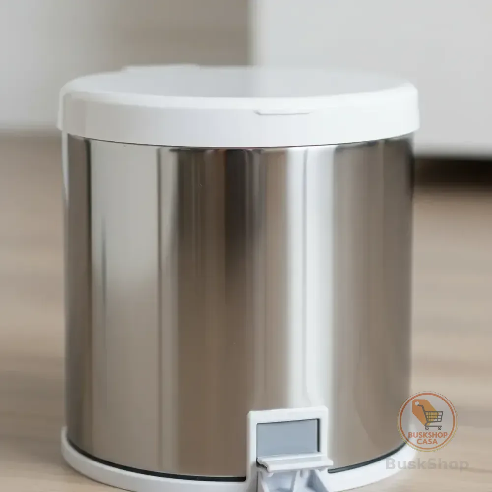 Lixeira Inox 12l Com Pedal Cozinha Banheiro Resistente Branco