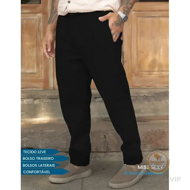 Calça Linho Masculino Social Casual C/bolsos Tecido Premium
