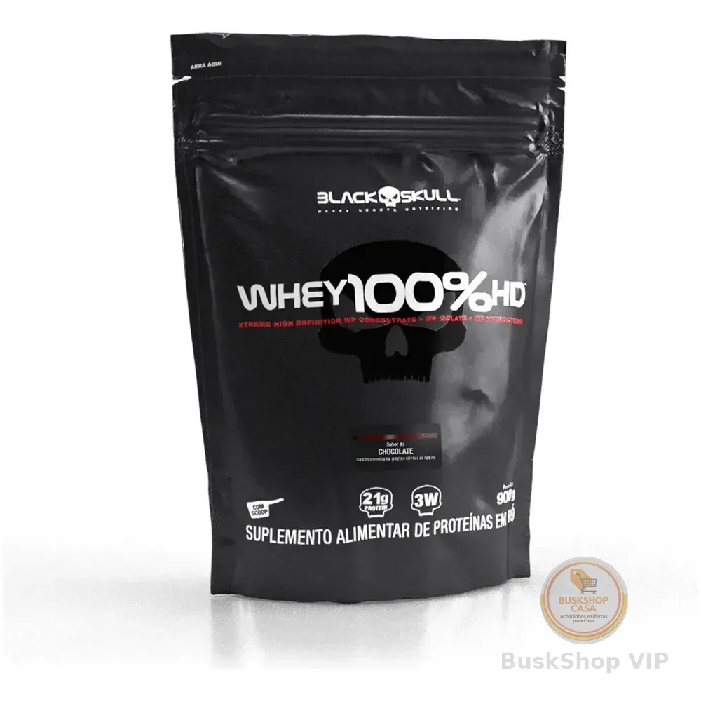 Whey 100% Hd Refil Black Skull - 900g (wpc, Wpi E Wph) Sabor Chocolate