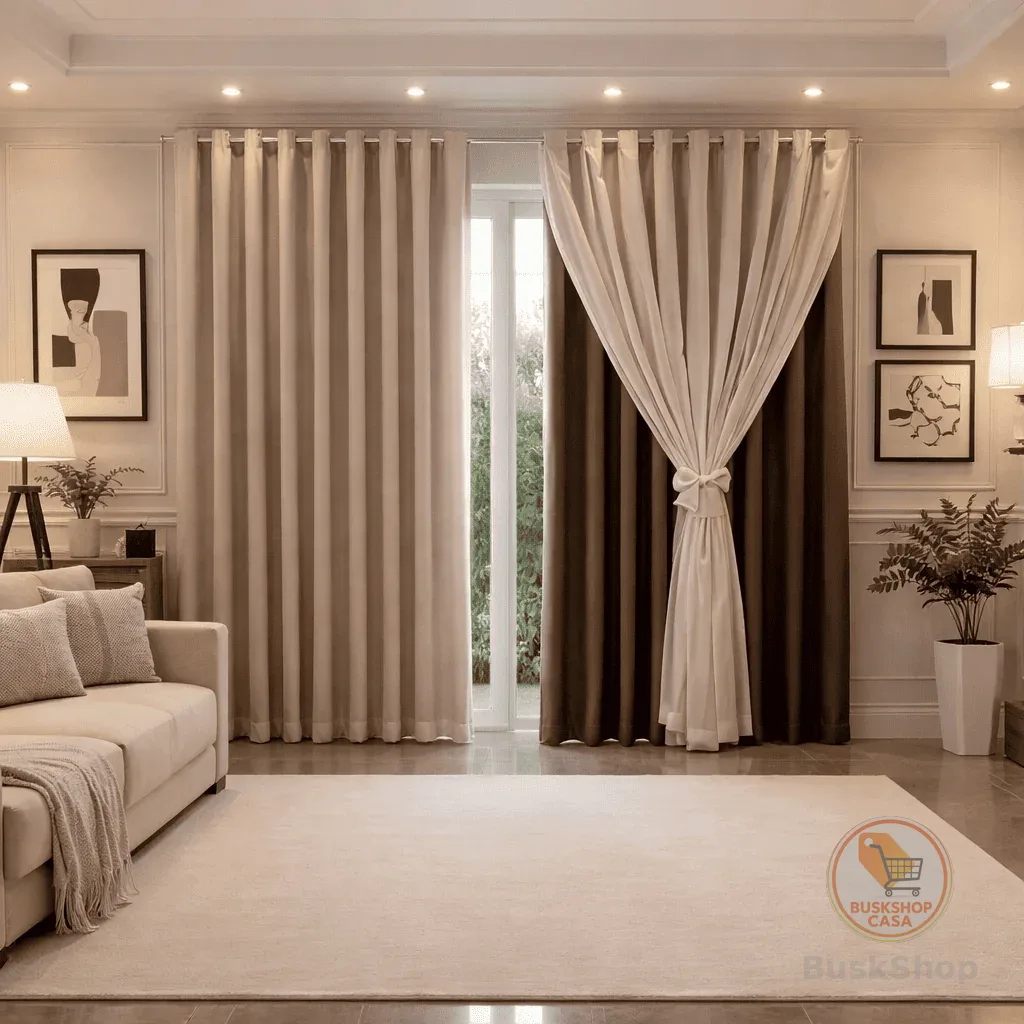 Cortina MADRI LUXO 3,00 x 2,50 c/ VOIL Branco -  Decoração Quarto, Sala, Escritório, Janela