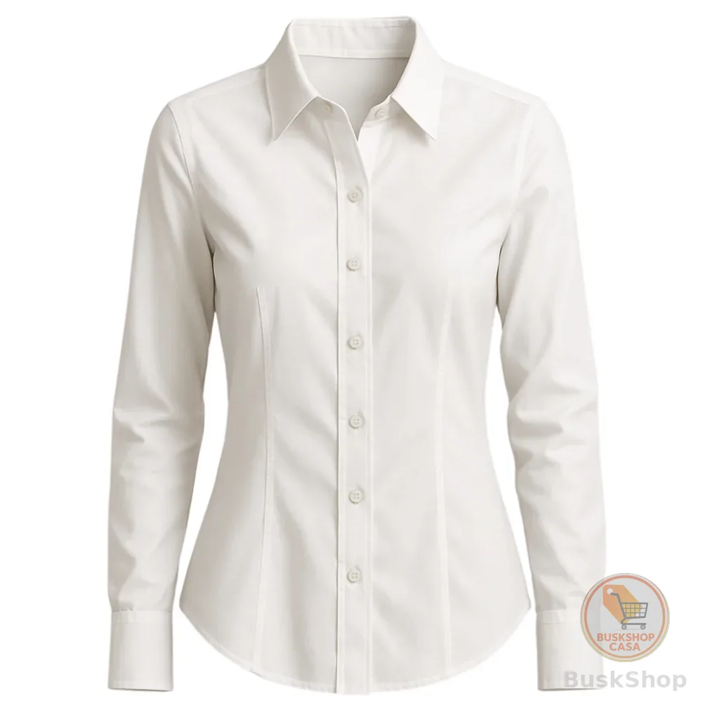 Camisa Social Feminina tradicional manga longa de botões