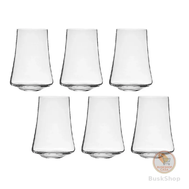 Jogo 6 Copos Vidro Crystal Titânio Bohemia Xtra Alto 400 Ml