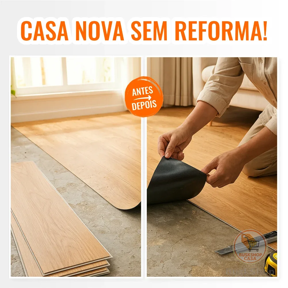 Piso Vinílico Revestimento de Chão Madeira Autocolante Lavável até 5m²