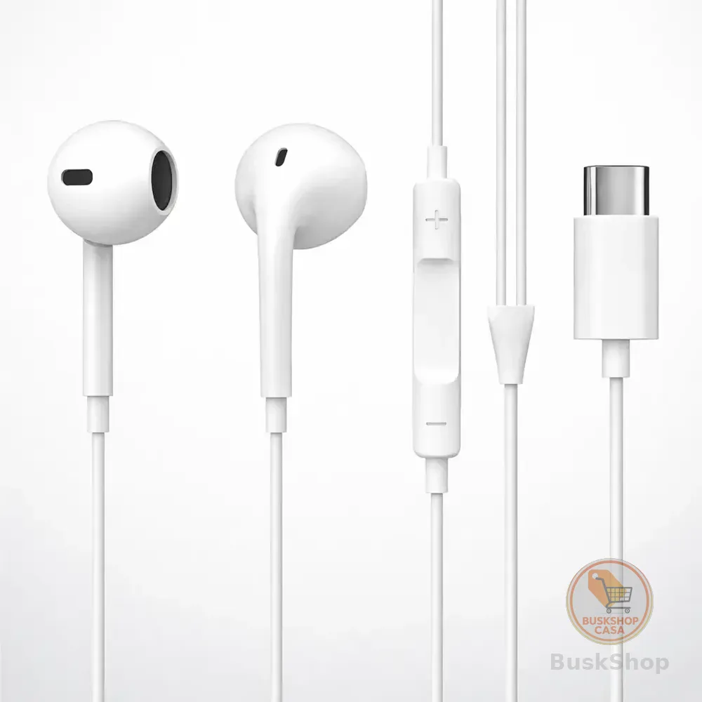 Fone De Ouvido Com Fio Microfone Tipo C In-ear Cabo 1 Metro Branco