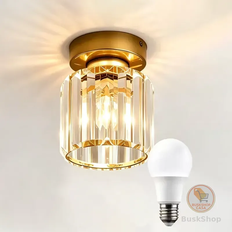Luminária Moderna De Cristal, Com Lâmpada De 9 W Incluída 110v - 220v Dourado