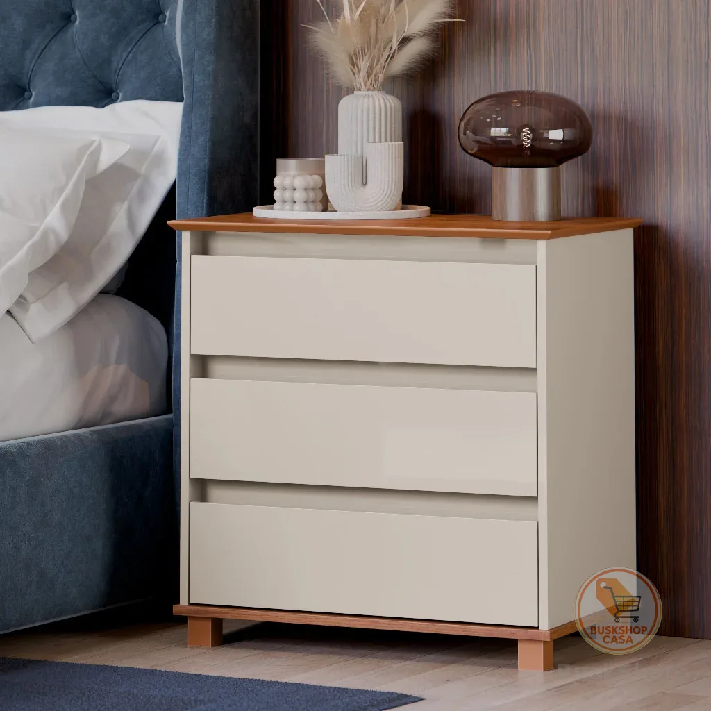 Mini Cômoda Criado Mudo Mesa de Cabeceira Gaveteiro 3 Gavetas Quarto Cama