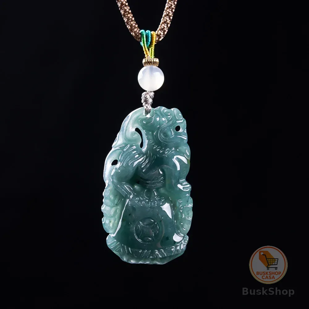 Pingente Pixiu de Jadeíta Birmanesa, Talismãs de Pedras Preciosas de Designer, Acessórios de Jade Genuíno, Colar de Moda Vintage, Presentes para Mulheres