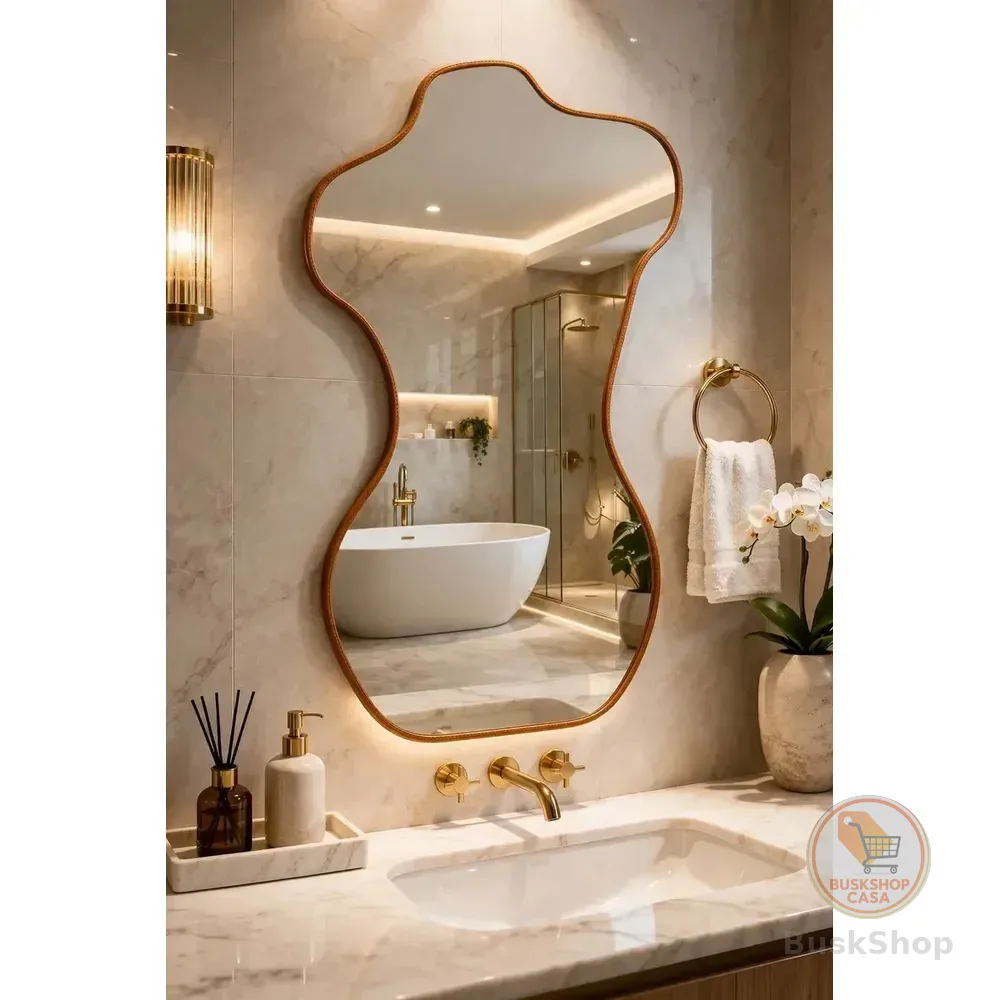 Espelho Decorativo 100x50 Corpo Inteiro Grande Moderno Orgânico Caramelo