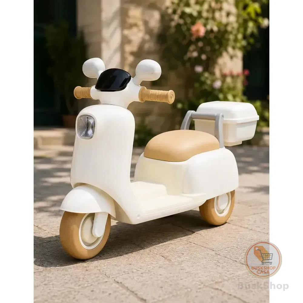 Moto Lambreta Elétrica Infantil Rosa Luz Led Bivolt Música Branca 127/220v Scooter Vespa Passeio