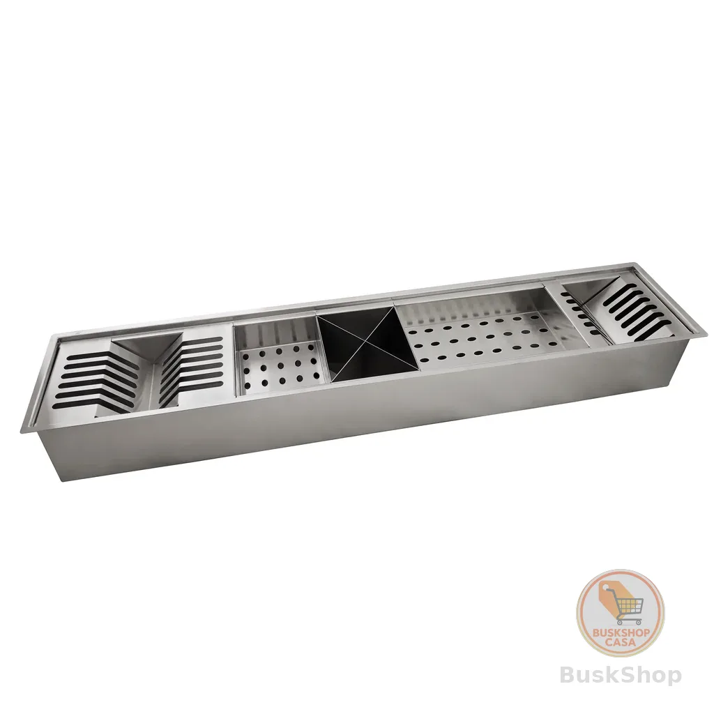 Canal Úmido Organizador Calha De Cozinha em Aço Inox 304 C/5 Módulos 90x18 - Tubrax