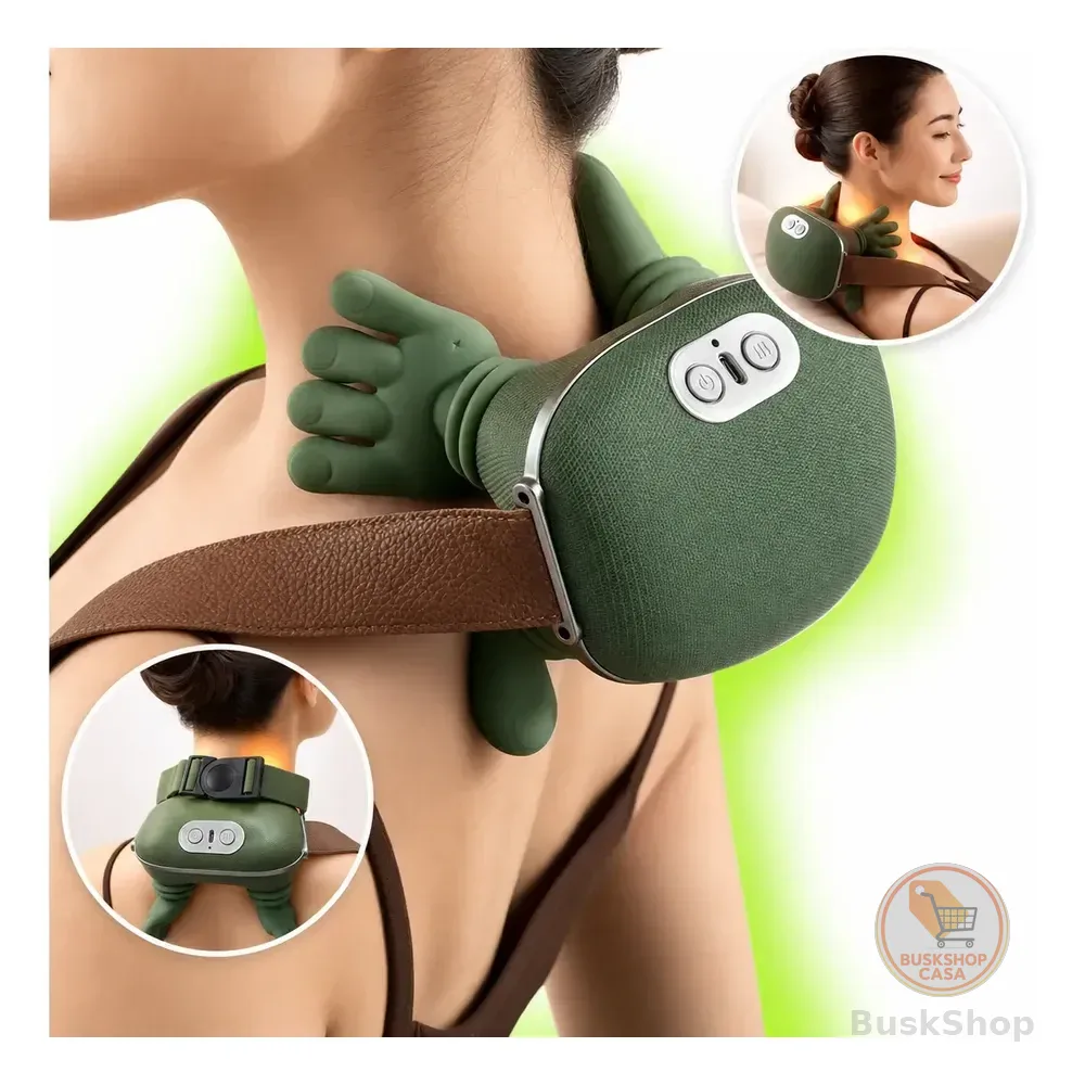 Massageador Pescoço Ombro Maozinha 3d Aquecimento Elétrico 127/220v Verde-musgo
