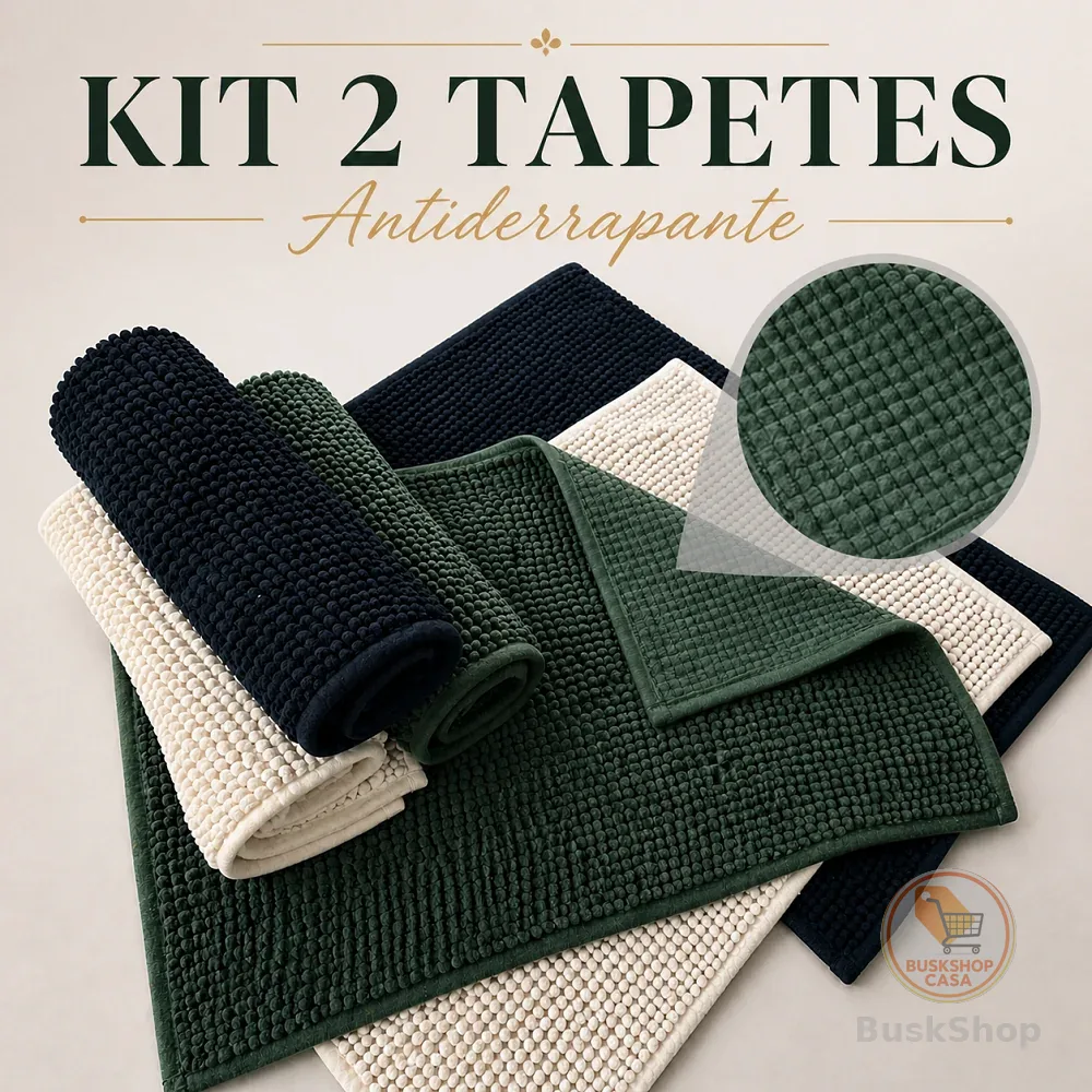 Kit Com 2 Tapetes Antiderrapante Banheiro Tipo Bolinha Em Microfibra 40x60 Alta Absorção Super Macio