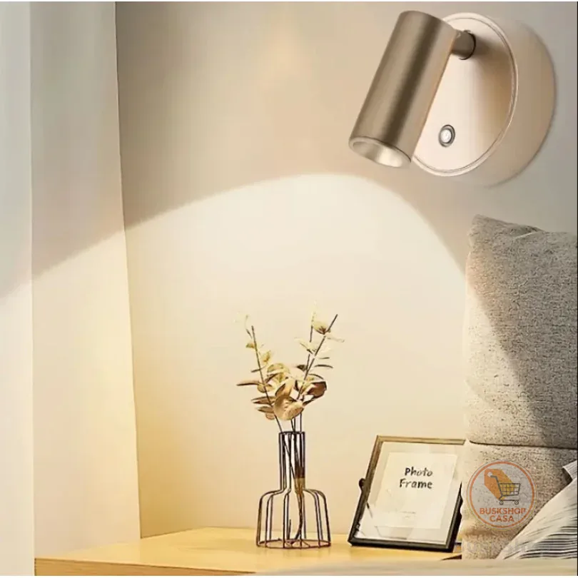 Luminária de Parede Sem Fio com Bateria Recarregável e Iluminação Regulável para Leitura Noturna