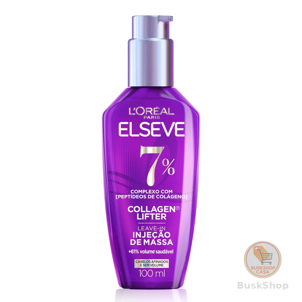 Elseve Collagen Lifter Leave-in Sérum Capilar Para Cabelos Finos Injeção de Massa com Peptídeos de Colágeno Aumenta o Volume em 61% e Encorpa os Fios por 72h 100ml