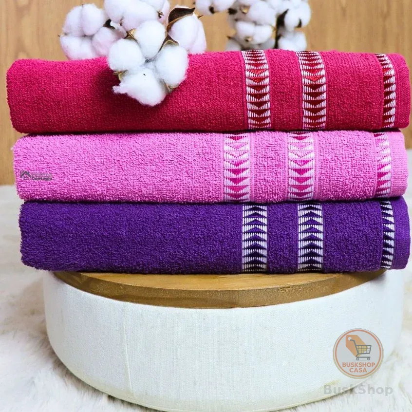 3 Toalha de Banho 100% Algodão Grande Bordada Alta absorção cores Sofisticada Masculino e Feminino