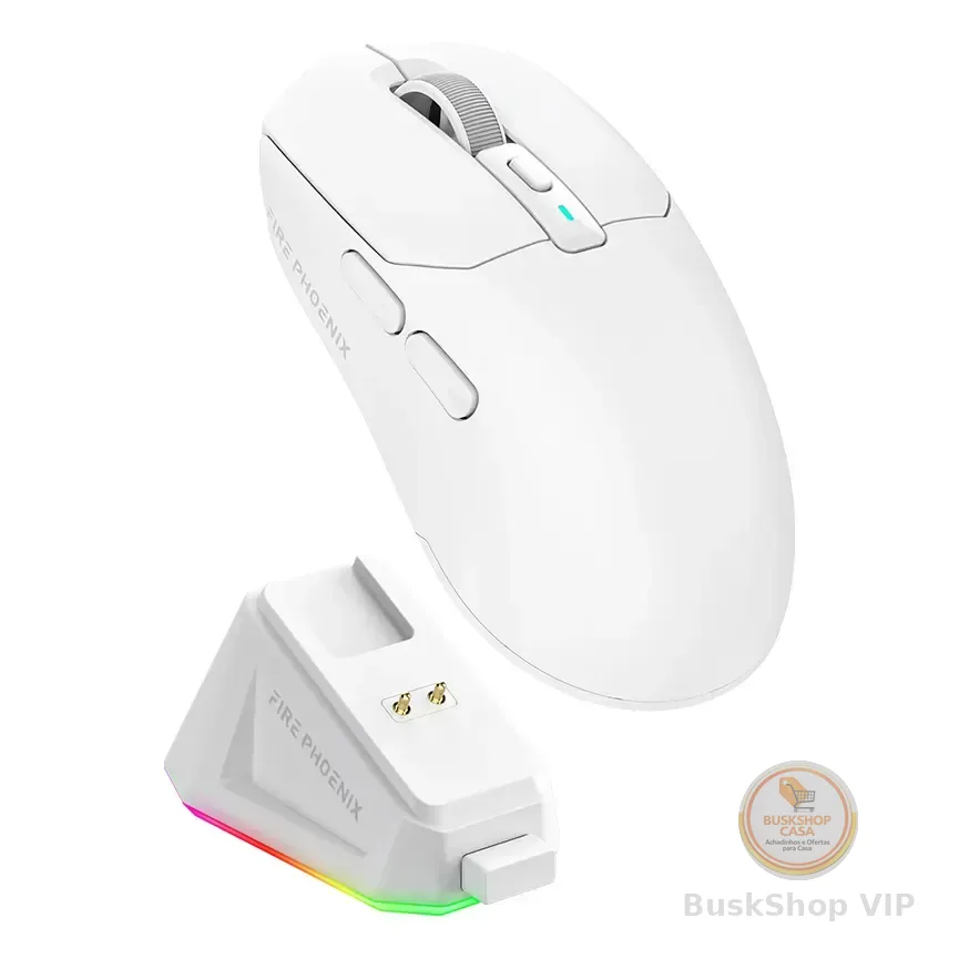 Mouse Gamer Sem Fio Fire Phoenix 24000dpi Paw3311 Branco