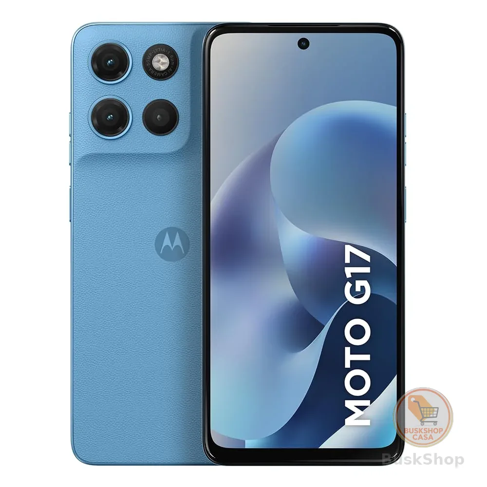 Smartphone Motorola Moto G17 4G - 128GB 12GB (4GB RAM + 8GB RAM Boost) camera 50MP Sony Lytia 600, tela FHD+ 60hz, bateria 5200 mAh - Azul Claro