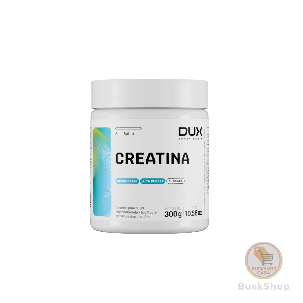 Creatina Monohidratada Sem Sabor - Pote 300g - Suplementação Treino Academia, Ganho Muscular Hipertrofia, Força Energia Resistência, Suplementos Naturais - DUX HUMAN HEALTH