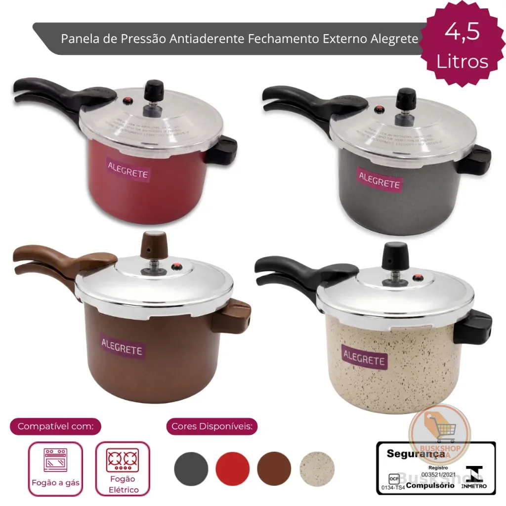 Panela Pressão 4,5 Litros Fechamento Externo Antiaderente