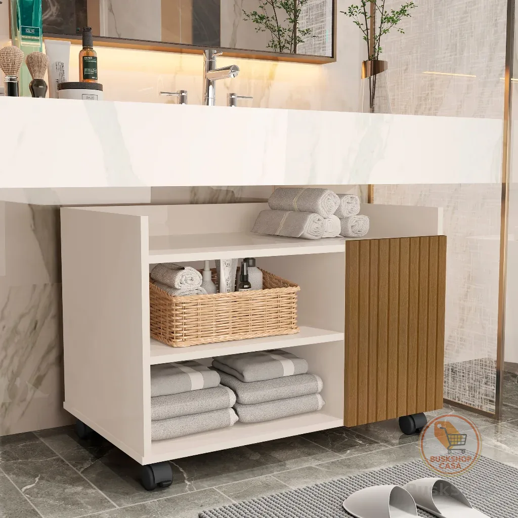 Gabinete Organizador para Banheiro ou Lavabo com Rodízio Armário Multiuso Envio Imediato
