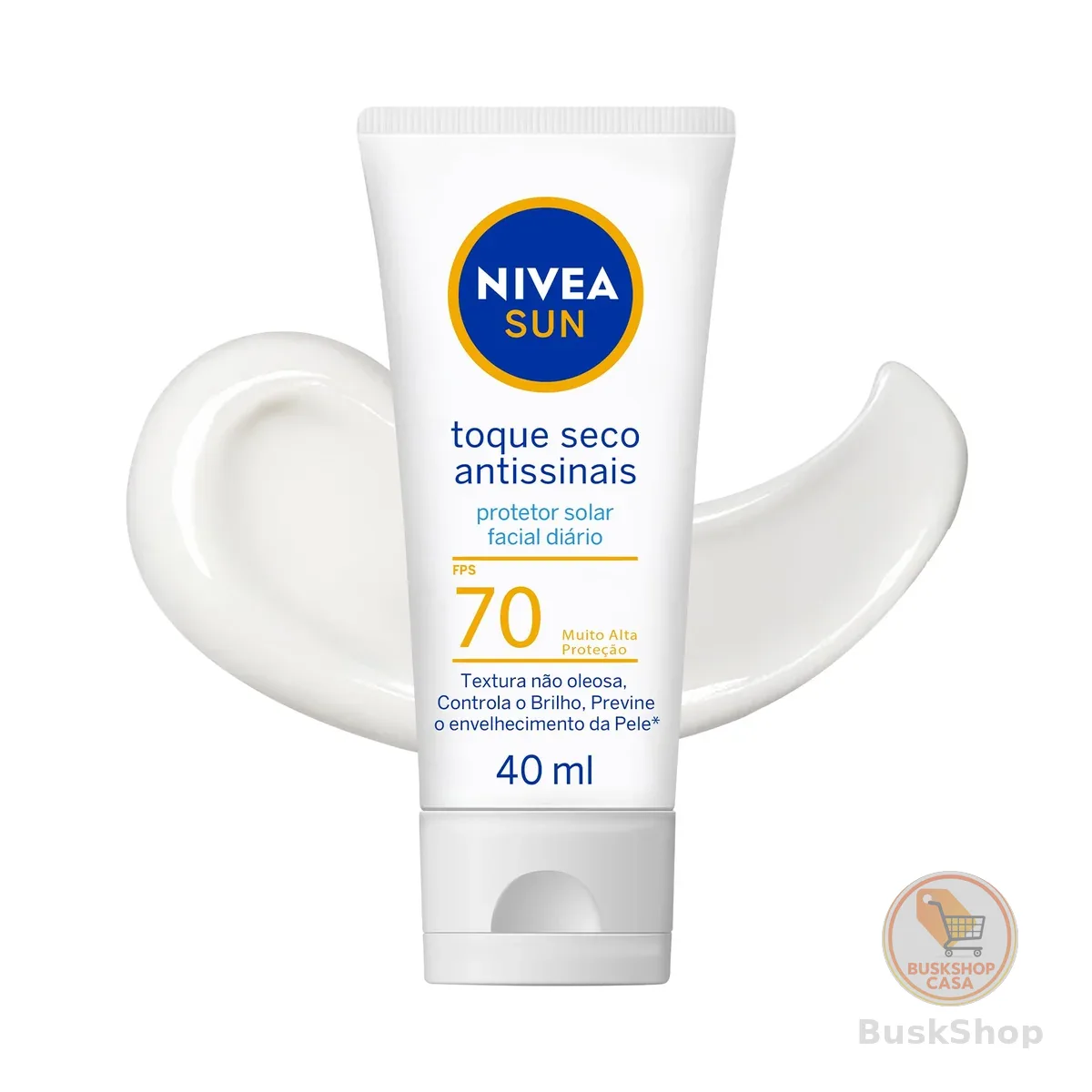 NIVEA SUN Protetor Solar Facial Toque Seco Antissinais FPS 70 40ml - Com muito alta proteção contra raios UVA/UVB, controla o brilho e previne o envelhecimento precoce