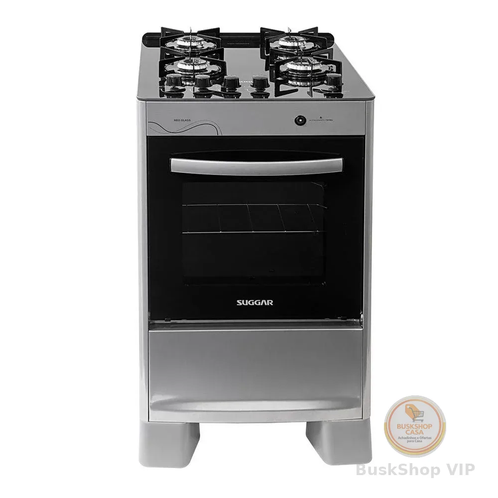 Fogão Suggar Neo Glass 4 Bocas Inox FGVNG410 Bivolt