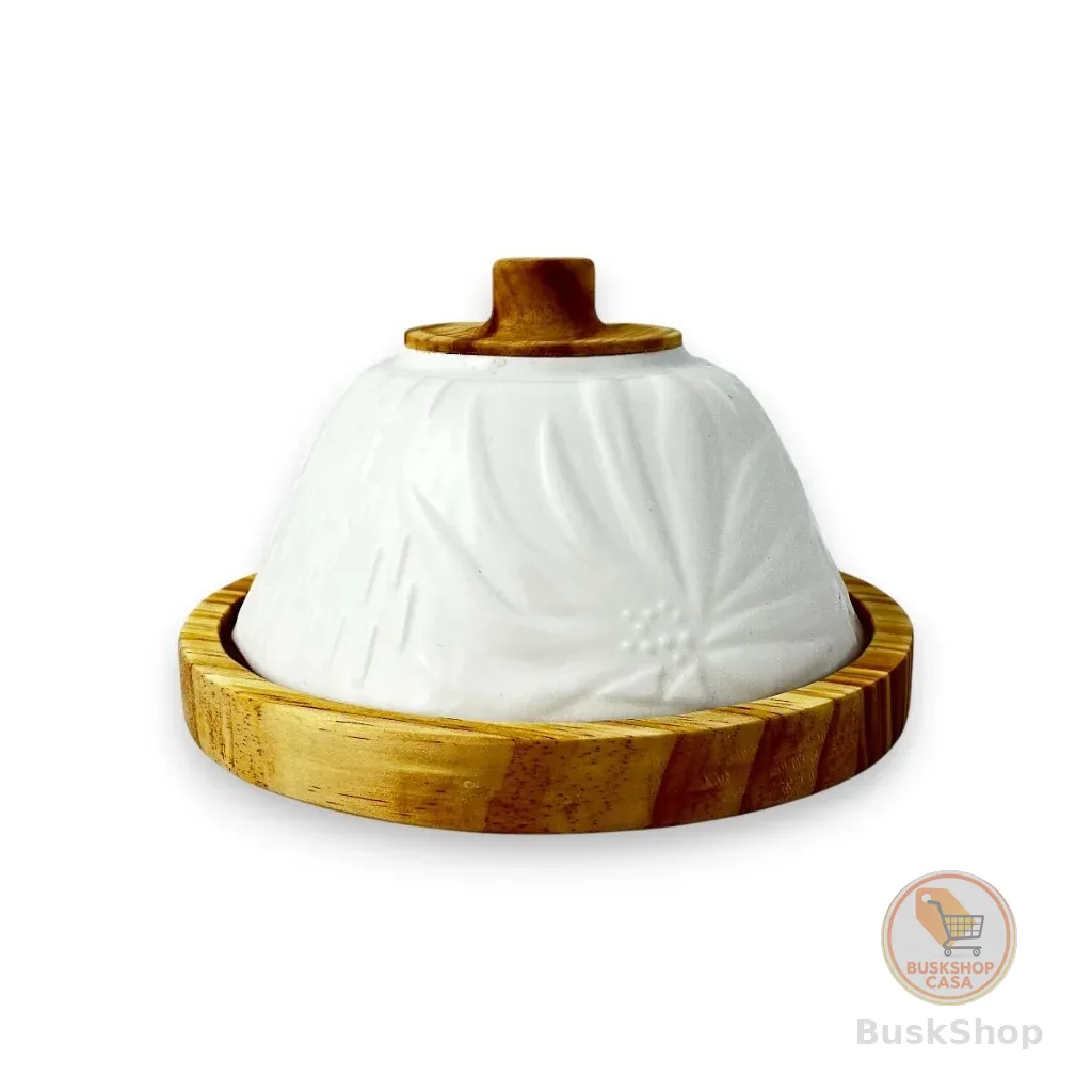 Cloche Queijeira Gourmet em Cerâmica e Madeira Pinus Artesanal