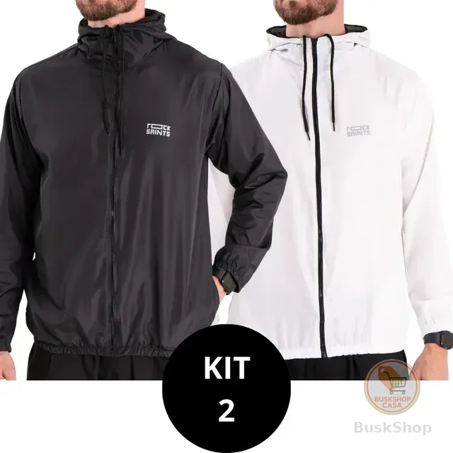 Kit 2 Jaquetas Corta Vento Impermeável Liso Unissex