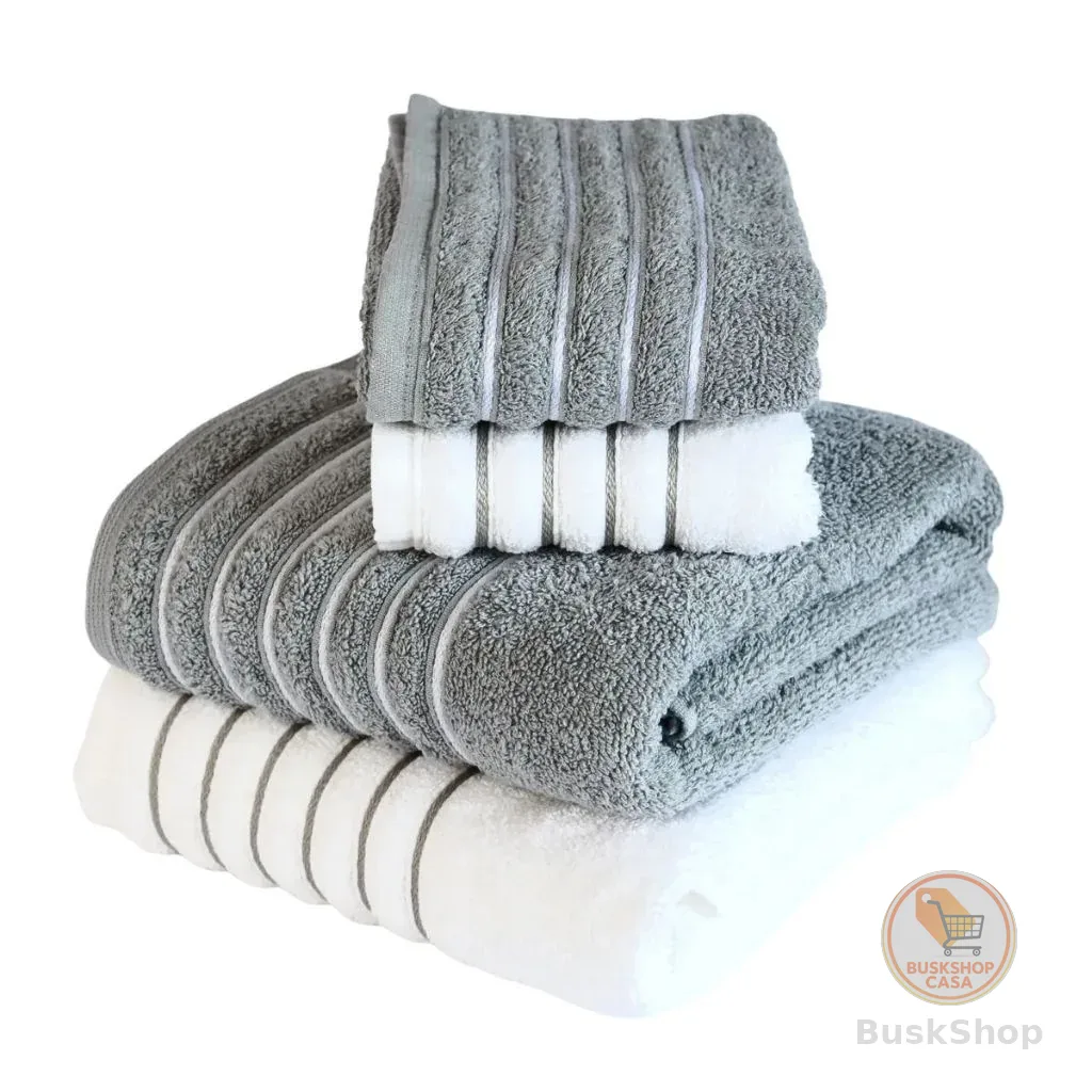 Kit 4 Toalhas (02 Banho e 02 Rosto) - Jogo de Toalhas 100% Algodão Grande 72cm x 130cm 460g