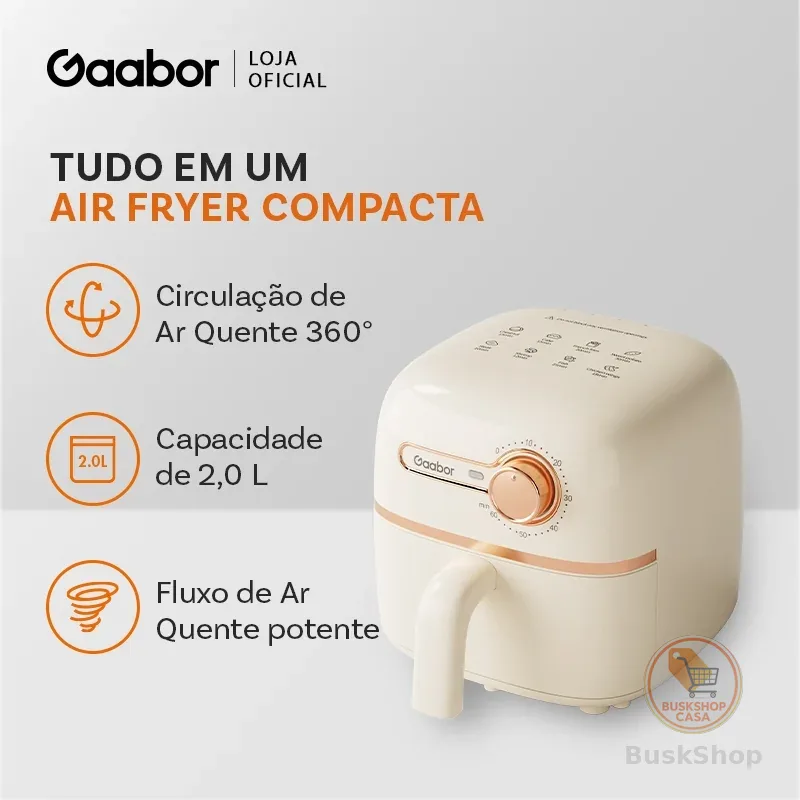 Gaabor Air Fryer 1,4L Revestimento Antiaderente Controle de Temperatura Constante Timer Botão Único 900W AF20M-YE01A