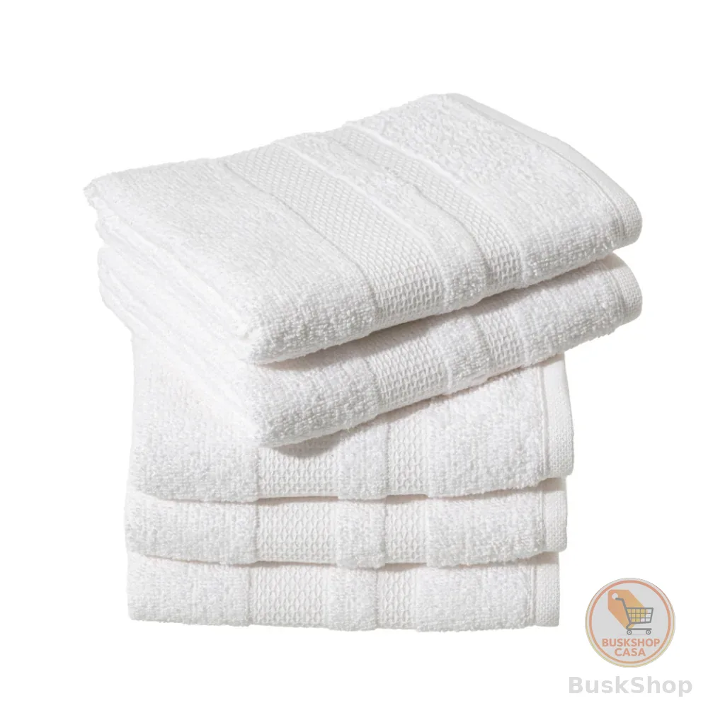 Kit Com 05 toalhas De Rosto - Branca - Padrão Hotel Spa Pousada - Macias - Luxo - Super Grossas