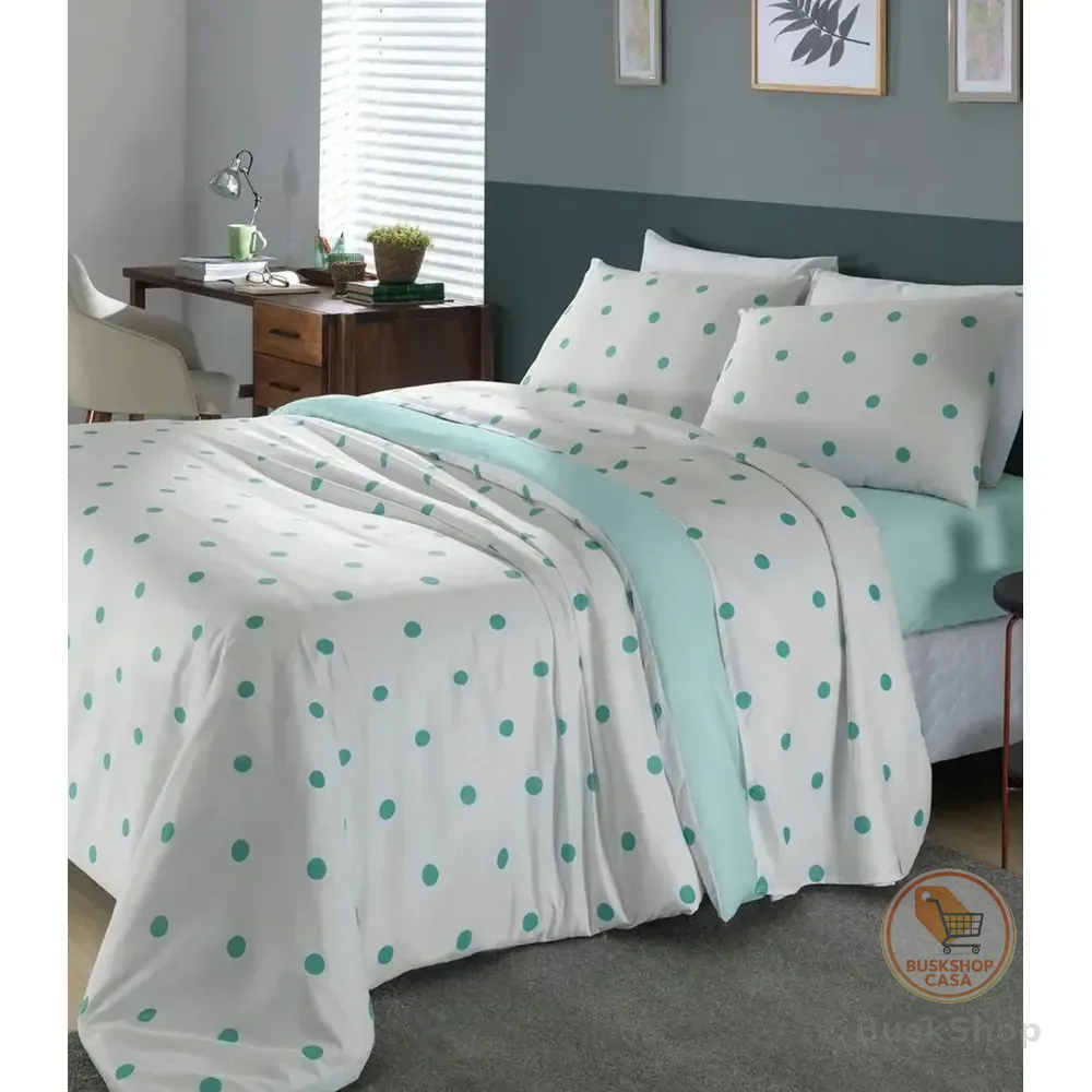 Jogo De Cama Poá Queen Lar E Lazer Azul Azul