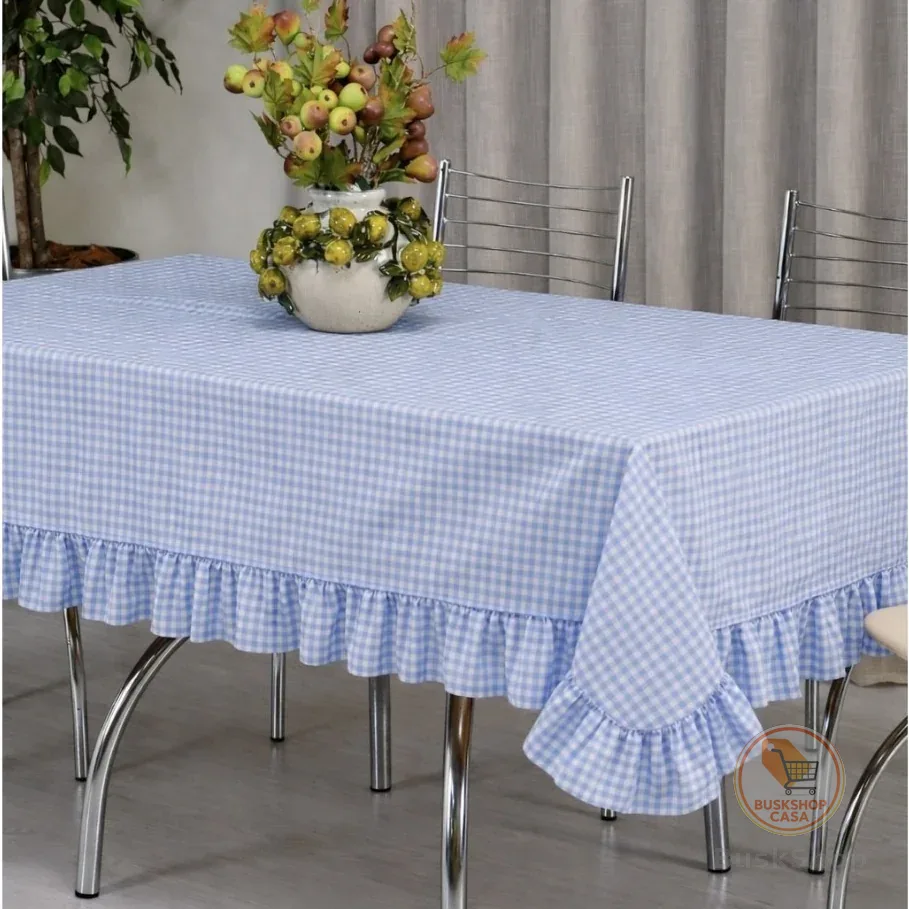 Toalha de Mesa com Babado de Algodão Decorativa