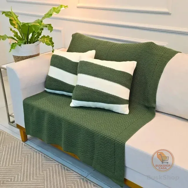 Kit Manta De Trico Sofá Poltrona 150x100cm Siena + 2 Capas