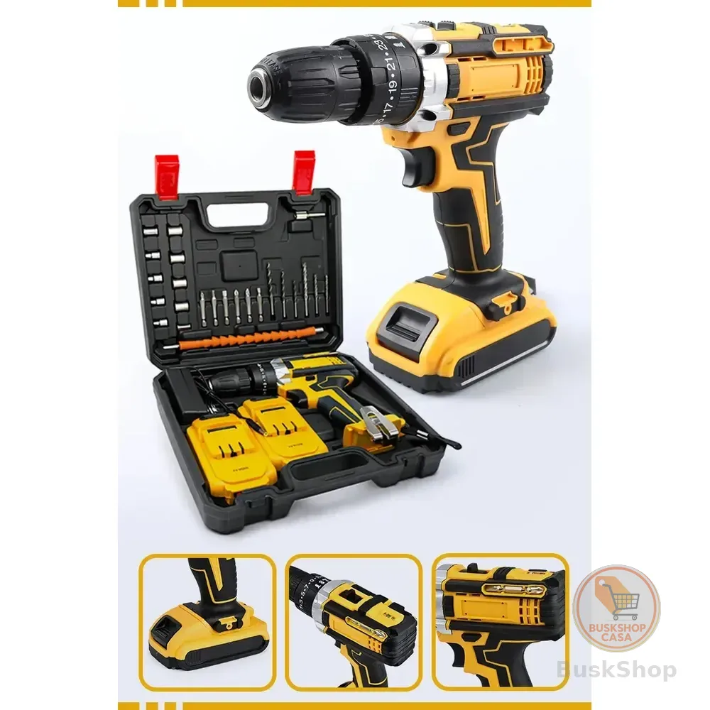 Furadeira Parafusadeira A Bateria Com 2 Baterias E Maleta De Acessórios Mackie Amarelo 127/220v